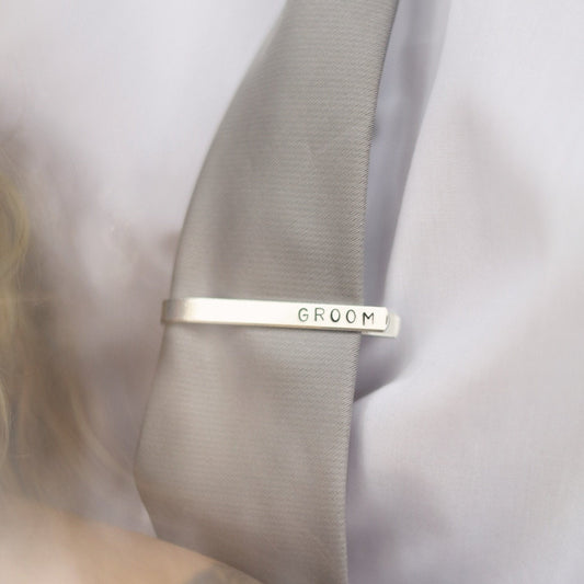 custom groom tie clip