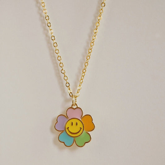 happy face flower necklace