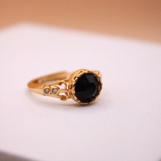 Adjustable Black Stone Ring
