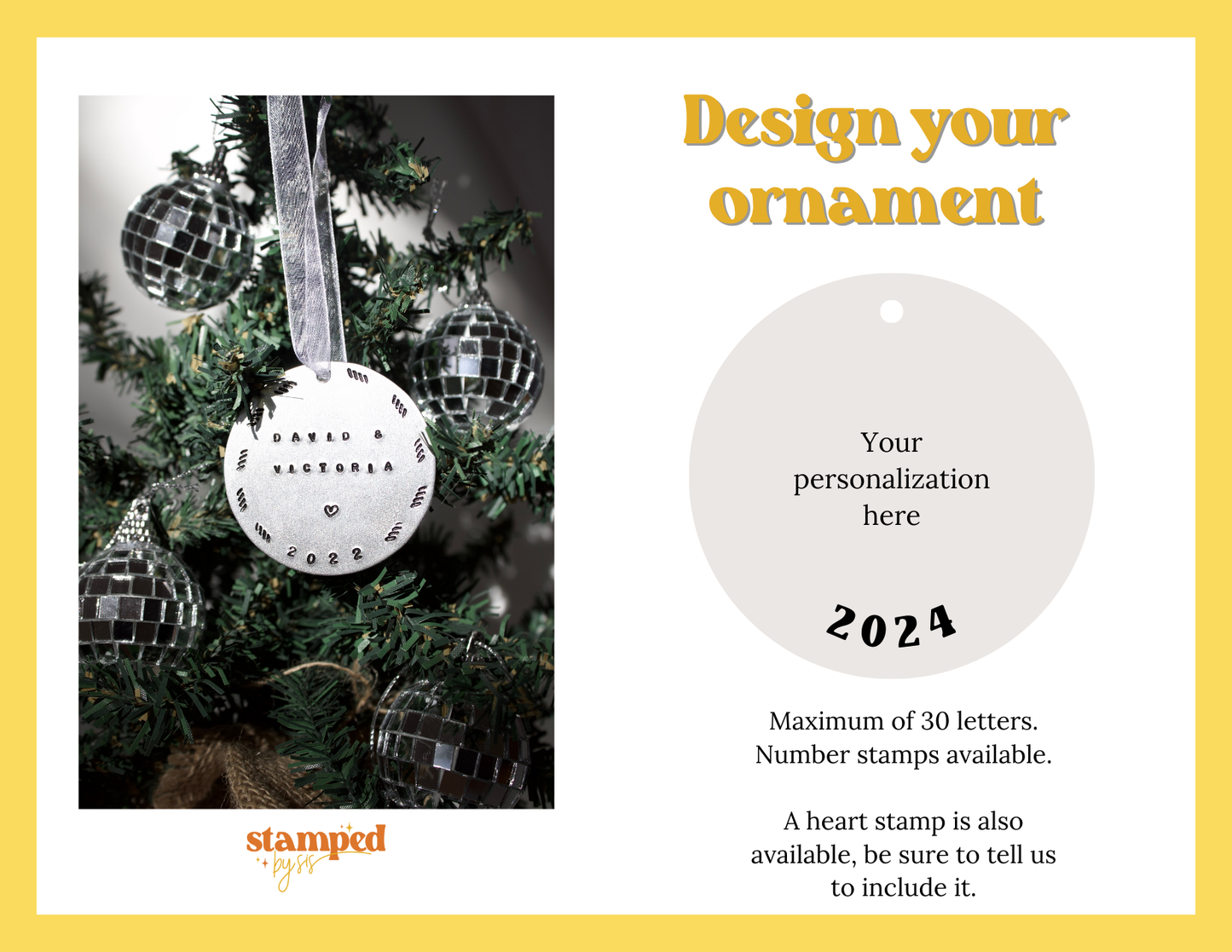 Custom Hand Stamped 2024 Christmas Ornament