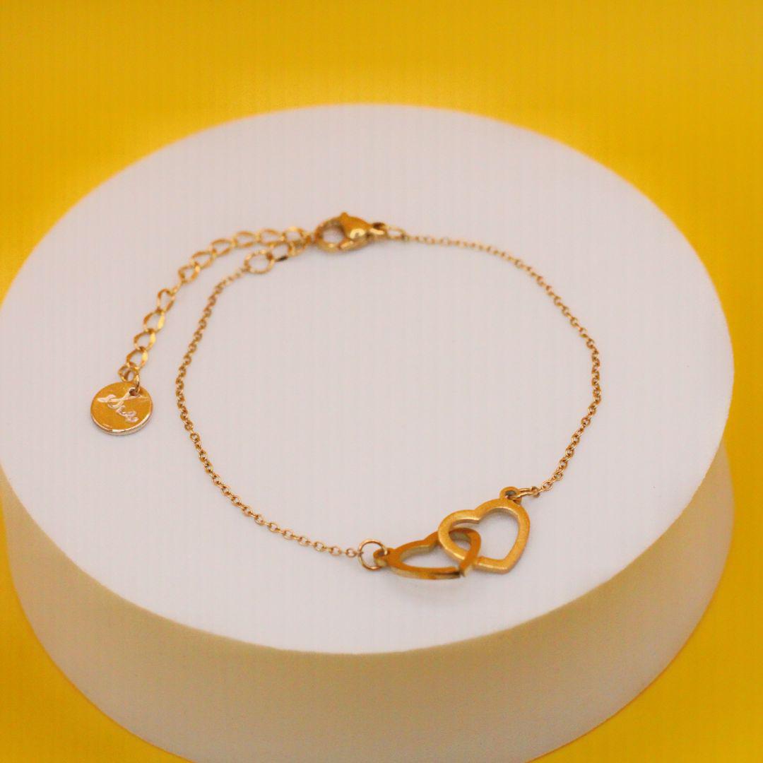 Two Hearts Interlocked Bracelet | Adjustable Chain