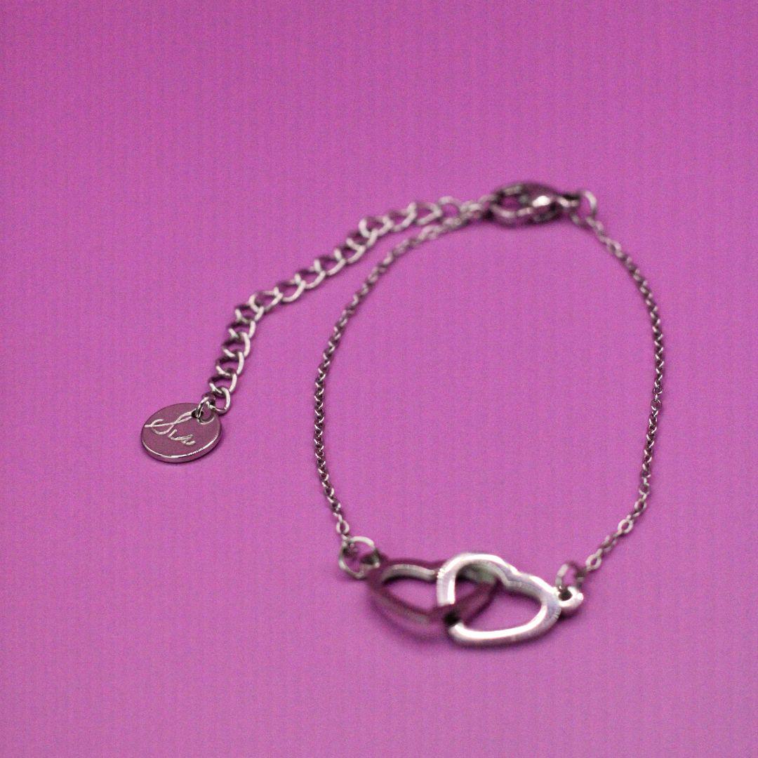 Two Hearts Interlocked Bracelet | Adjustable Chain