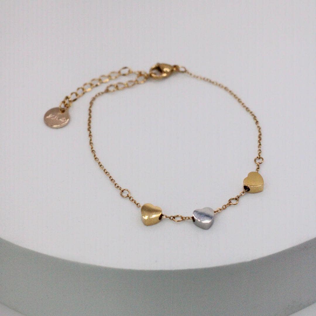 Two-Toned Heart Adjustable Bracelet