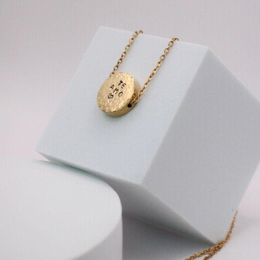 Te amo Hand Stamped Hammered Circle Necklace