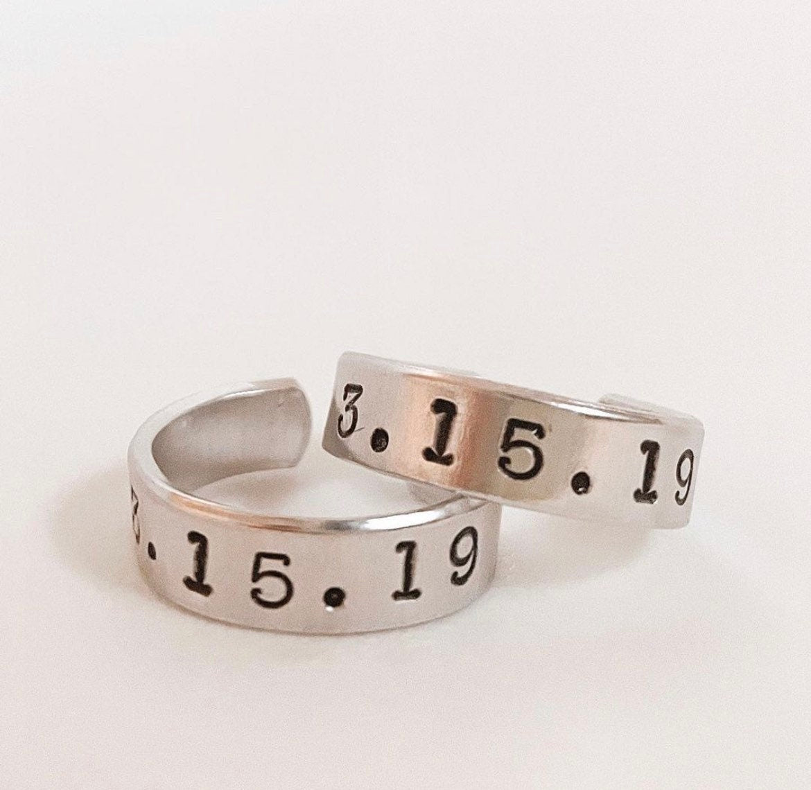 hand stamped custom date ring