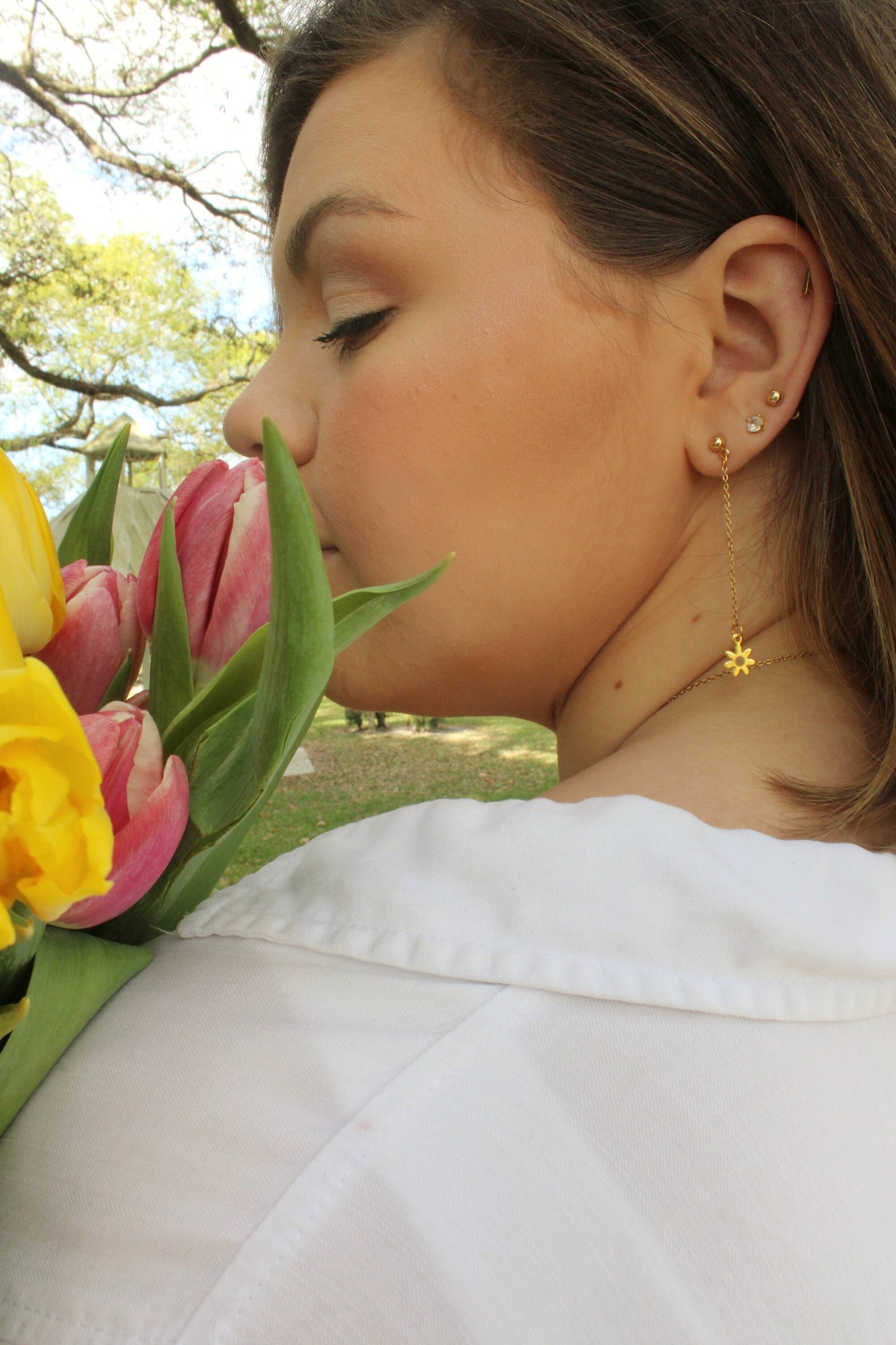 stainless steel flower earrings