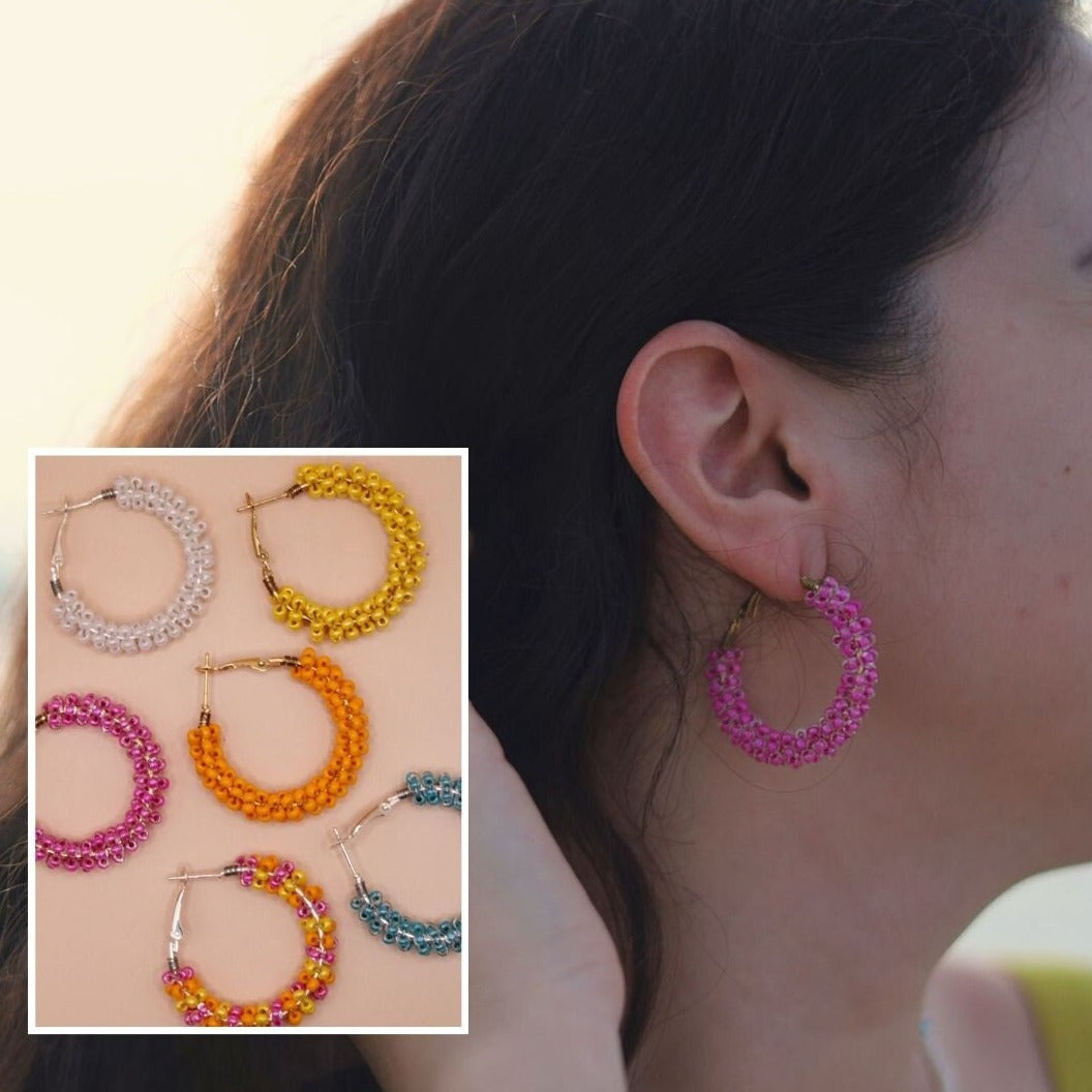 beaded hoop earrings